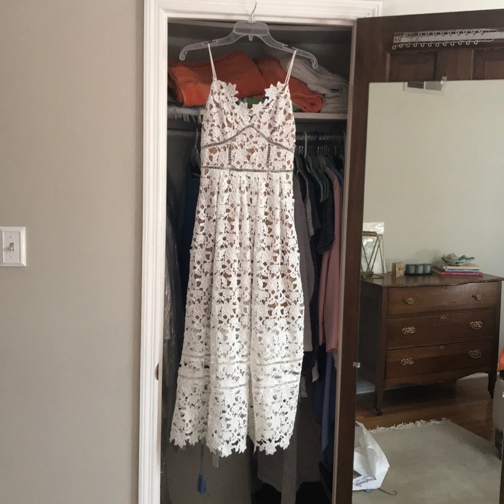 Self portrait inspired midi dress.